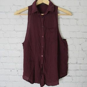 Brandy Melville Button-Down Maroon Tank Top